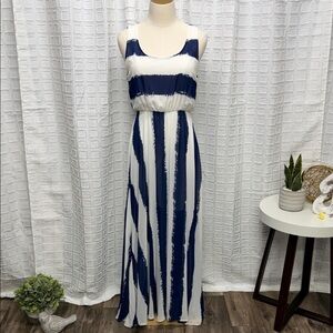 Charming Charlie Navy and White Maxi Dress
